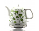 LuguLake Teapot Ceramic Electric Kettle, Cordless Water Tea, 1200ML (Green)