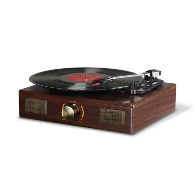Vinyl Record Player, LuguLake Turntable with Stereo 3-Speed, Record Player, and RCA Output, Vintage Phonograph with Retro Wooden Finish